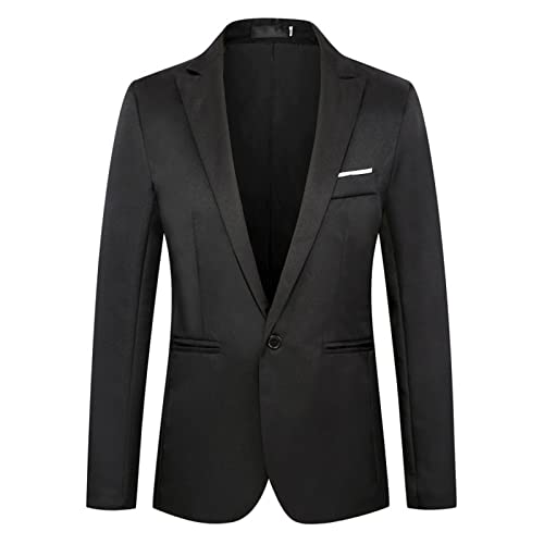 Herren Anzugjacke Sakko Sportlich Freizeit Blazer Regular Fit Männer Anzug EIN Knopf Business Anzugjacke Herren für Freizeit Blazer Sportsakko (001 Schwarz, XXL)