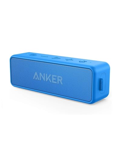 Anker SoundCore 2 Bluetooth Lautsprecher, Fantastischer Sound, Enormer Bass mit Dualen Bass-Treibern, 24h Akku, Verbesserter IPX7 Wasserschutz, Kabelloser Lautsprecher für iPhone, Galaxy usw.(Blau)