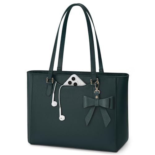 KTMOUW Handtasche Damen Groß Shopper Tasche Damen Wasserdichte Leder Tote Bag Arbeitstasche Schultertaschen Umhängetasche Henkeltasche für Business Büro Schule Grün