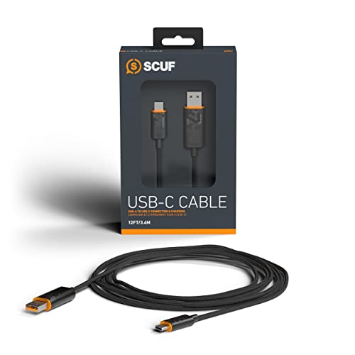 Scuf Geflochtenes USB-C-Kabel – 6 Fuß / 2 Meter USB Typ C für Anschluss und Aufladung für Xbox-Controller, PS5-Controller und Smartphones - Schwarz