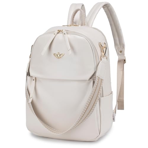 BAGZY Rucksack Damen Laptop Rucksack 15,6 Zoll Reiserucksack PU Leder Rucksack Wasserdicht Damen Rucksäcke Büchertasche Tagesrucksack für Kabine/Hochschule/Büro