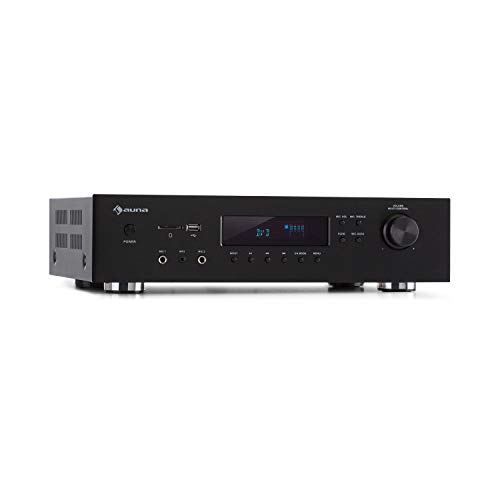AUNA AMP-H260 5.1 Equalizer-Empfänger, 2 x 100 W + 3 x 20 W RMS, Bluetooth-Funktion, USB-Port, SD-Player, Opt. & Koaxial; Digital-In, 2 x HDMI-In / 1 x HDMI-Out - schwarz