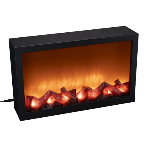 Ideen mit Herz LED-Kamin | Deko Kaminfeuer | elektrisch | ohne Heizung | realistischer Feuer-/Flammen-Effekt | 41 x 10 x 25 cm | mit Timer-Funktion (6 Stunden AN | 18 Stunden AUS)