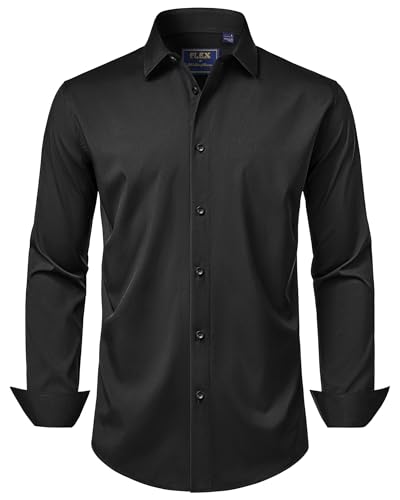 J.VER Hemd Schwarz Herren Businesshemd BüRo Knitterfreies Herrenhemd Elegant Männlich Smokinghemd,Alle Schwarz,2XL