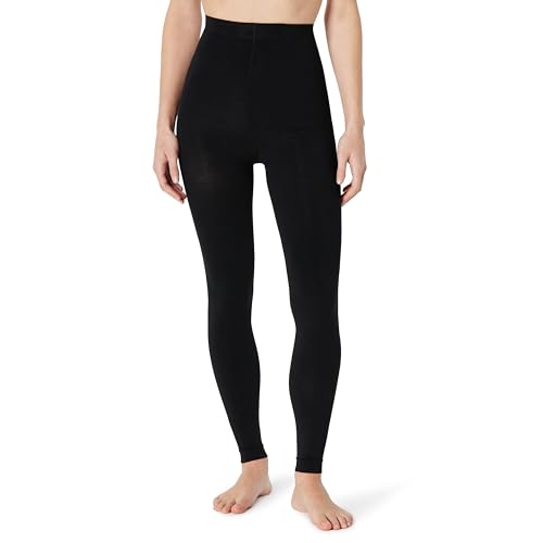 Amazon Essentials Damen Blickdichte, Fußlose Strumpfhose, 2 Paar, Schwarz, S