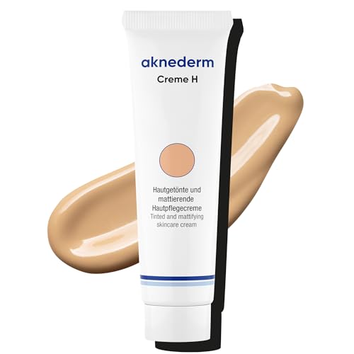Aknederm Creme H 30g - mattierende Gesichtscreme kaschiert Pickel & Rötungen -getönte Feuchtigkeitscreme ideal für zu Akne neigende Haut & Pickel - talgregulierende Tagescreme ohne Parfüm