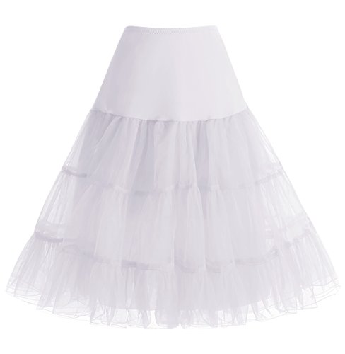 Homrain 1950 Petticoat Vintage Retro Unterrock Reifrock Underskirt Crinoline für Rockabilly Kleid Festliche Damenrock White M