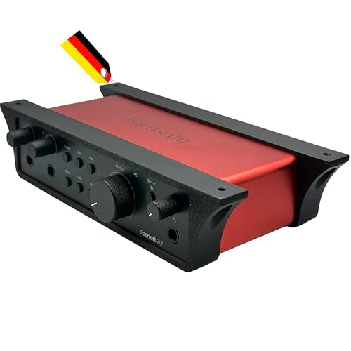 MECHONIX Tischhalterung für Focusrite Scarlett 2i2 4th Generation, Untertisch-Halterung, Audio Interface Mount, Schwarz, Kunststoff, Made in Germany