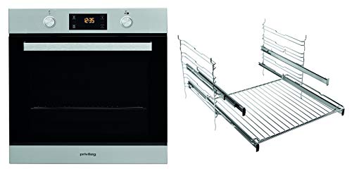 Privileg PBWR6 OH5V2 IN Einbau-Backofen /A+/71 L/Hydrolyse-Reinigungsfunktion/Backauszug mit 2 Ebenen/Multifunktions-Umluftbackofen mit 7 Funktionen /Edelstahl/Turn&Go/Click&Clean,Schwarz,Edelstahl