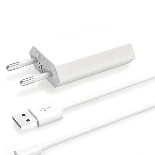 USB Ladegerät iPhone Ladekabel mit Netzteil für iPhone 14/13/12/11 Pro/XS Max/XR/X/8/8 Plus/7/6/6S/Plus SE 5S/SE/5C, iPad mini/Air/Pro/IPod, 5V1A Stecker Ladeset, 2M Datenkabel