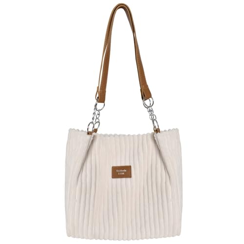 Damen Cord Tragetasche Lässig Shopper Umhängetasche Mode,Schultertasche Täglich Einkaufstasche Cordtasche,Cord Umhängetasche Damen mit Reissverschluss