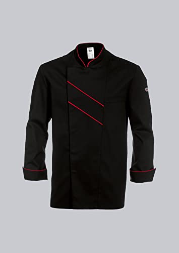 BP Gourmet 1538-400-3281 Kochjacke - Langarm - Mit Lüftungsschlitzen - Normale Passform - Größe: 54 - Farbe: schwarz/rot