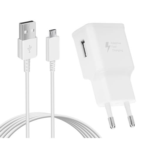 USB Ladegerät mit Micro USB Ladekabel für Samsung Galaxy S7 S6 S5 S4 J7 J5 J3 Note 5, Huawei P Smart, Redmi, Nokia, Kindle, Schnellladegerät Netzteil und High Speed Android Handy Schnellladekabel