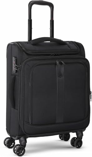 Aerolite Erweiterbar 55x40x23cm auf 55x40x26cm Lufthansa Eurowings SunExpress Wizz Air Priorität und mehr Maximale Größe, Leicht Trolley Handgepäck Koffer 55x40x23 mit 4 Rädern (Schwarz)