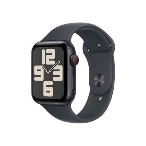 Apple Watch SE (2. Generation) GPS + Cellular 44 mm Smartwatch mit Aluminiumgehäuse in Mitternacht und Sportarmband in Mitternacht (M/L). Fitness und Schlaftracker, Unfallerkennung, Retina Display