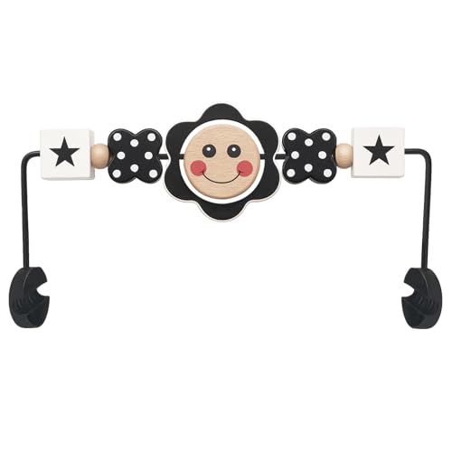 Kinhzrude Spielzeugstange für Babywippe,Drehbares Motorik- & Sinnes-Spielzeug aus Naturholz,einfach zu montieren,kontrastreiches Design fördert Wahrnehmung, Neugeborene (schwarz-weiße)