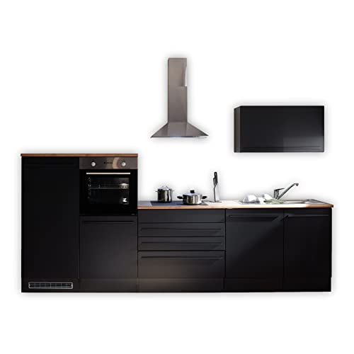 84-129-18 JAZZ Küchenblock Küchenzeile Schwarz ohne Geräte ca. 320 x 200 x 60 cm