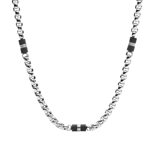 Fossil Halskette Für Männer Kleid, Länge: 450mm + 50mm Silber Edelstahl Halskette, JF03314040