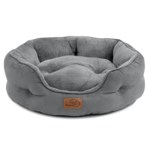 BEDSURE Katzenbett waschbar Katzen Bettchen - 51x48x15cm Katzenkorb mit Zweiseitig Innenkissen Katzenschlafplatz für Katzen oder kleine Hunde,Grau