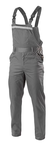 Högert Technik – Arbeitsschutz Latzhose FABIAN, Dunkelgrau Hosen für Herren mit Elastischen Trägern, 3 Taschen, reflektierenden Elementen, Größe XL