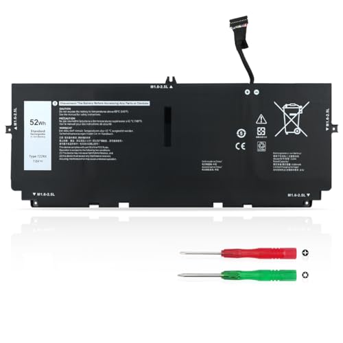 KXRSII 52Wh 722KK Laptop Akku für Dell XPS 13 9300(2020) XPS 13 9310(2020) XPS 13 9380(2020) P117G P117G002 P117G001 Series 0WN0N0 WN0N0 02XXFW 2XXFW FP86V 7.6V 6800mAh