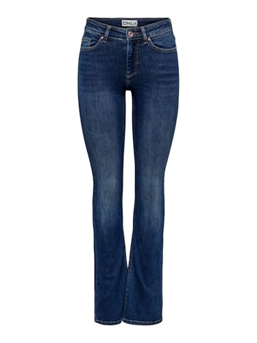 ONLY Damen Onlblush Mid Flared DNM Tai021 Noos Jeans, Dark Blue Denim, L / 32L EU