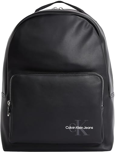 Calvin Klein Herren Rucksack Mono Logo Backpack aus Kunstleder, Schwarz (Black), Einheitsgröße