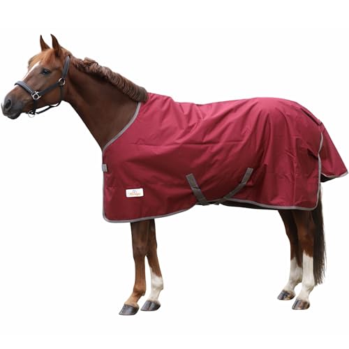 Marengos by Bucas - Weidedecke Freedom Turnout 600D – Winter- & Regendecke – wasserdichte Pferdedecke mit Innenfutter & Kreuzbegurtung – Weinrot/Dunkelblau – 135cm (50g/m² Füllung)