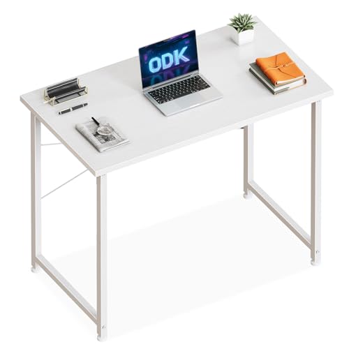 ODK Kleiner Schreibtisch, 80×40cm Computertisch Bürotisch für Arbeitszimmer, Schlafzimmer, Wohnzimmer,Büro, Schreibtisch Klein Modern Holz PC Tisch Officetisch für Home, Office, Weiß