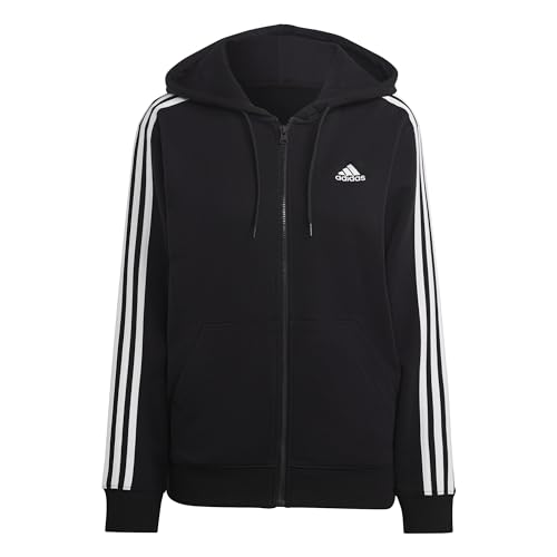 adidas Damen Essentials 3-Stripes Kapuzenjacke, Black/White, S