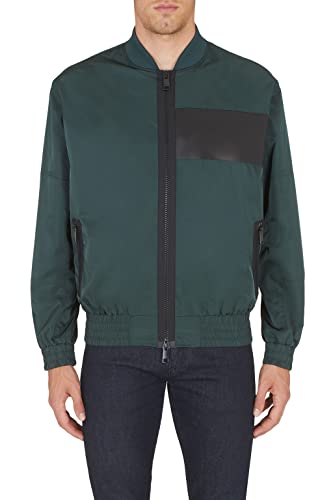 Armani Exchange Herren Front Pockets, Bomber Neck Style, Leather Patch Jacket, Green Gables, L EU