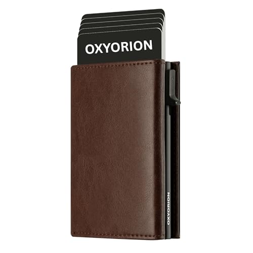 Oxyorion Herren-Geldbörse | Schlanke Geldbörse mit Scheinfach, Münzfach, Kartenfächern und RFID-Schutz | Mini-Kartenetui | Geldbörse für Herren mit Geschenkbox (Espresso)