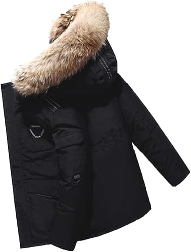 Herren Daunenjacke Big Goose Herbst Und Winter Verdickter Mantel Kanada-Stil Warmer Schneemantel,Schwarz,XL