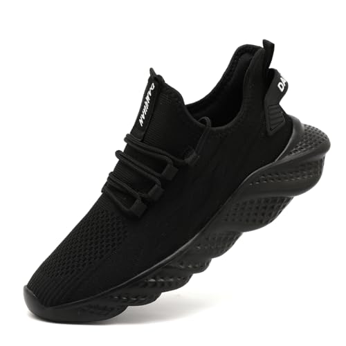 UROMGV Herren Sportschuhe Sneaker Laufschuhe Turnschuhe Herren Tennis Jogging Walkingschuhe Leichtgewichts Atmungsaktiv Freizeit Straßenlaufschuhe Fitness Schuhe Schwarz EU 44