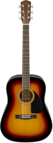 Fender CD-60 Dreadnought V3 DS Akustikgitarre, Walnussgriffbrett, 3-Tone Sunburst, Inklusive kostenloser virtueller Kurse auf Fender Play