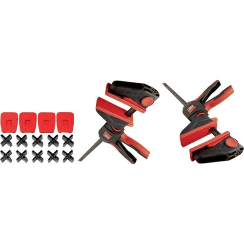 BESSEY EZ360TD-SET Terassendielen Kit, 2 x EZ360-45 + 1 x EZ-TD, Aktionsset mit einem Doppelpack an Einhandzwingen und 14-teiligem Montageset für Terrassendielen, Gewicht 2,19 Kg