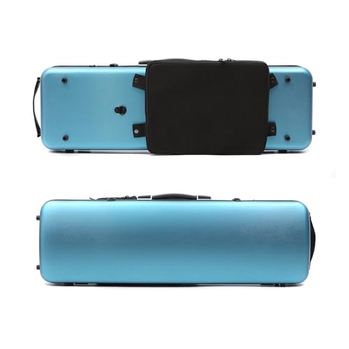 YoungMonic 4/4 Violinenkoffer in voller Größe, Karbonfaser, rechteckig, mit Code-Schloss, leichte, bunte Box, starker Gurt (blau), Koffer - 46 MN