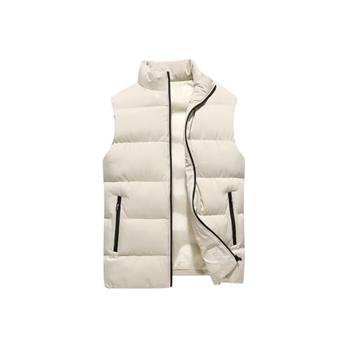 Steppweste Herren, Leicht Warm Winter Herrenweste Ärmellos Casual Steppjacke Locker Große Größe Daunenweste Übergangsweste Bequeme Luftig Outdoorweste,Beige,L