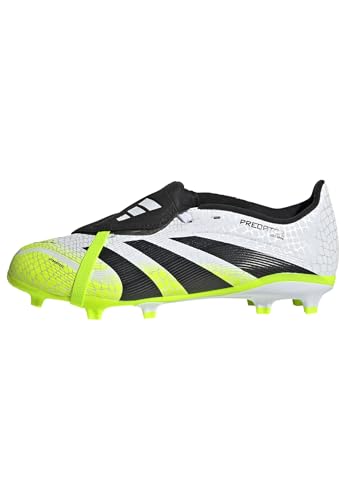 Adidas Unisex Predator League Fold-Over Tongue Firm Ground/Multi Ground Football Boots, Cloud White/Core Black/Lucid Lemon, 45 1/3 EU