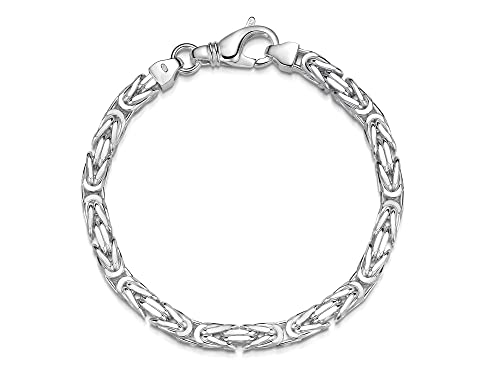 Silberketten Store Königsarmband 925 Silber Herren 5 mm Stärke I Männer Silberarmband mit Karabiner Verschluss I Armkette Herren vierkant hochglanz