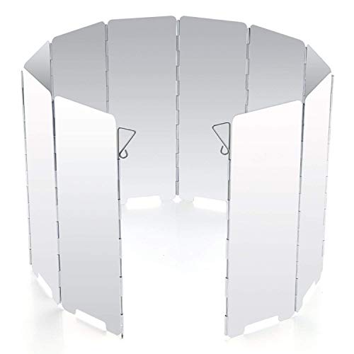Diswoe 10 klappbare Windschutz für Campingkocher, Faltbar Aluminium Windschutzscheiben, Klappbare Gaskocher Windschutz mit Tragetasche, Geeignet für Camping, Gaskocher, Campingkocher, Öfen