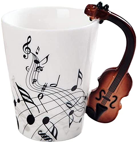 eKsdf Kaffeetasse Porzellan Tee Tasse Kreative Keramiktasse mit Geige Henkel Erzieherin Geschenk Kaffeetassen Büro Zuhause Kaffeebecher für heiße und kalte Getränke (Type-1)