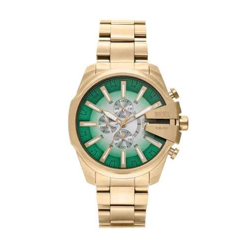 Diesel Mega Chief Slim Herren Gold-Ton Edelstahl Uhr, DZ4684