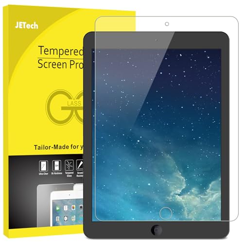 JETech Schutzfolie für iPad (9,7 Zoll, 2018/2017 Modell, 6./5.Generation), iPad Air 1/2, iPad Pro 9,7 Zoll, Gehärtetes Glas Film, HD Klar, 1 Stück