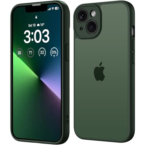 ORDA für iPhone 13 Hülle 6,1 Zoll, Vollständiger Kameraschutz Stoßfest Kratzfest Transluzente Rückseite Schutzhülle, Anti-Fingerabdruck Matt Handyhülle für iPhone 13 (Grün)