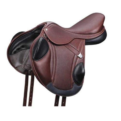 EQUIGEAR Hochwertiger Hochleistungs-Springsattel aus Leder für Pferde – Vielseitiger Allzweck-Reitsattel für Komfortables, stabiles und sicheres Outdoor-Reiten (17.5 inches)