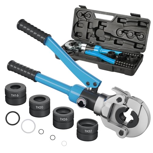 Profi Presszange Kupferrohr, TH-Kontur, um 360° drehbarem Kopf, geeignet für Aluminiumrohre, Kunststoffrohre,Handpresszange Kupferrohr mit TH16 TH20 TH26 TH32, Presszange Verbundrohr