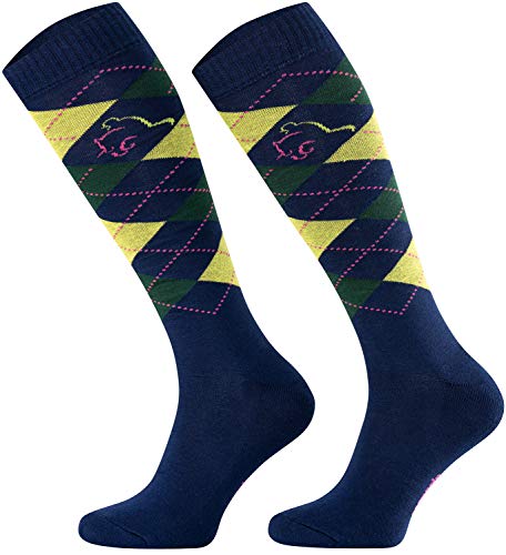 TODO Comodo Karierte Reitsocken STPDJ | Reitstrümpfe Reiter Kniestrümpfe | Baumwolle Socken Damen Herren Kinder (STPDJ - RS18, 39-42)
