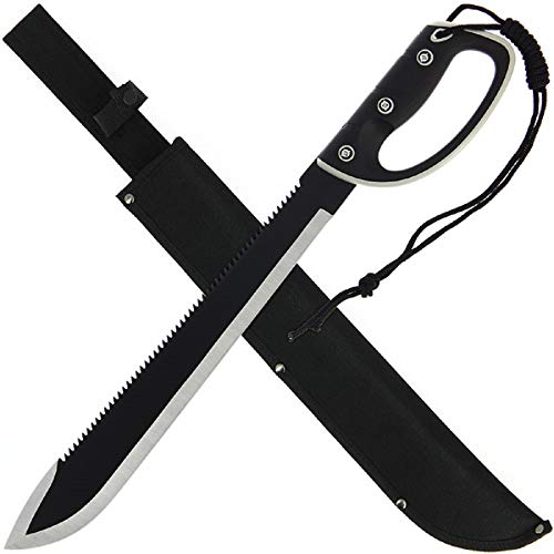 G8DS® Machete Kukri Buschmesser Haumesser Hackmesser Axt Beil mit Coduraetui aus Edelstahl in Schwarz