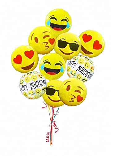 Happium 5 Stück Partyballons 18 Zoll Folien-Heliumballons Geburtstagsfeierballons Emoticon Heliumballons Hochzeitsdekoration oder andere festliche Veranstaltungen.